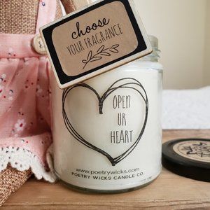 OPEN UR HEART Candle. Hand Poured. SOY. 8oz.